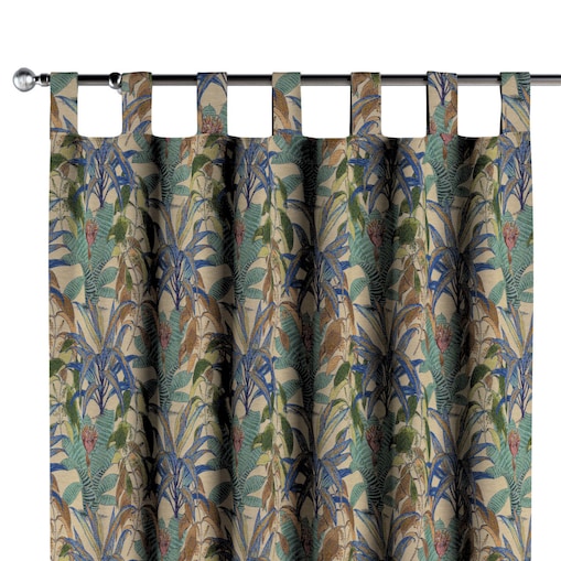 Zasłona na szelkach 1 szt. 130x260 zielono-niebieskie motywy roślinne