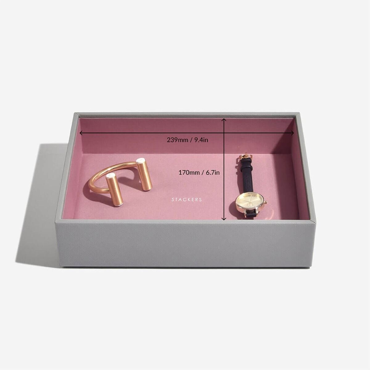 Szkatułka na biżuterię Stackers open classic szaro-różowa