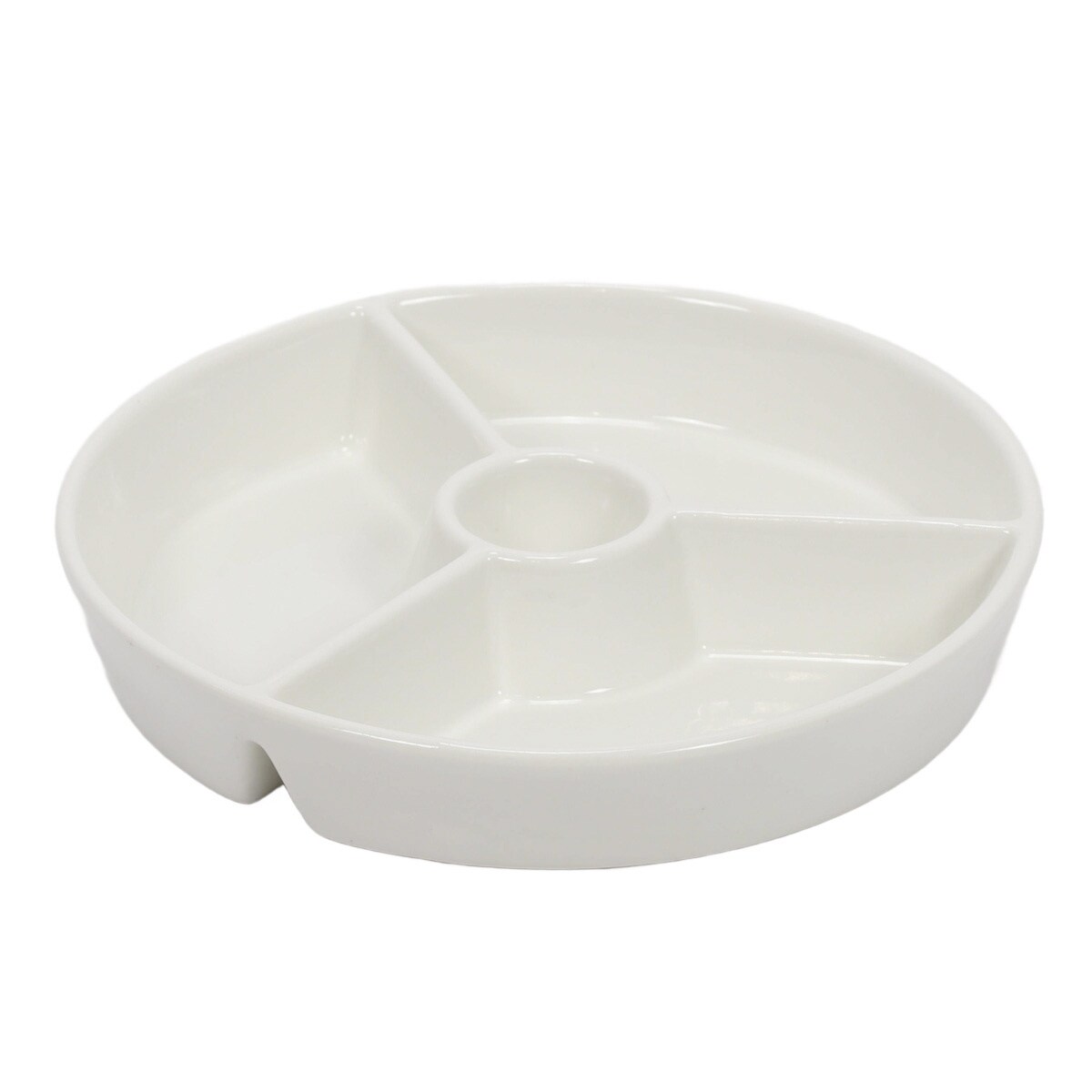 Okrągły półmisek do przekąsek z przegródkami i miescem na dip, Ø 19,5 cm