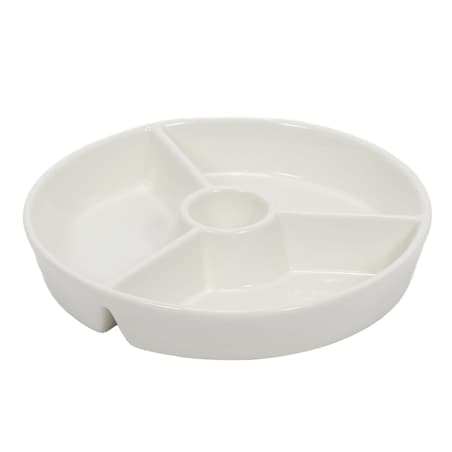 Okrągły półmisek do przekąsek z przegródkami i miescem na dip, Ø 19,5 cm