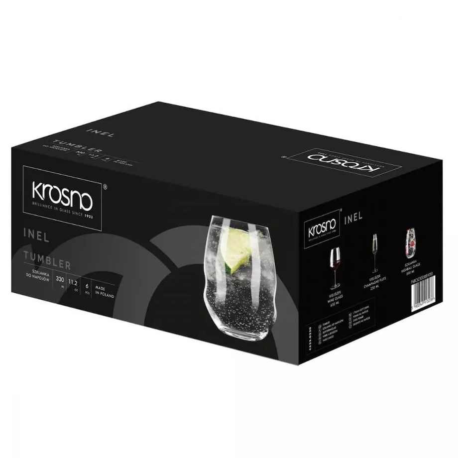 Komplet Krosno Szklanki do Napojów Drinków i nel 330 ml Whisky 6 sztuk Zwężane