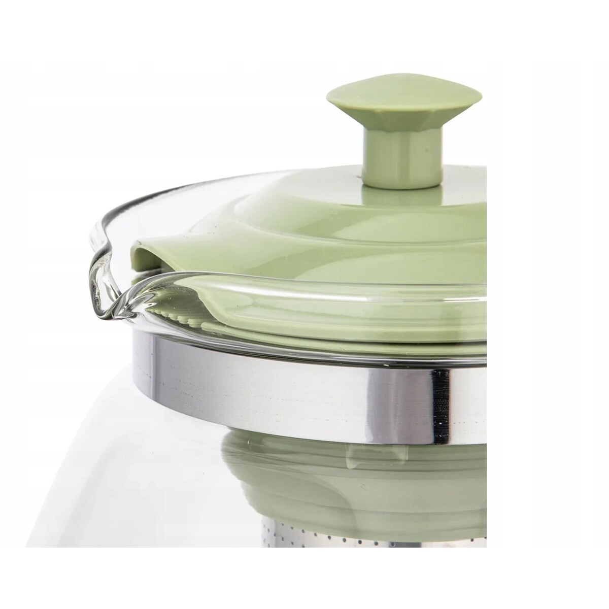 DZBANEK SZKLANY Z ZAPARZACZEM 2,3 L zielony na herbatę zioła kawa imbryk