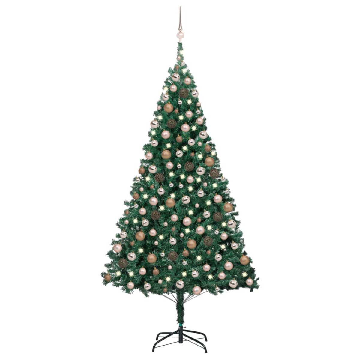 vidaXL Sztuczna choinka z lampkami i bombkami, zielona, 240 cm