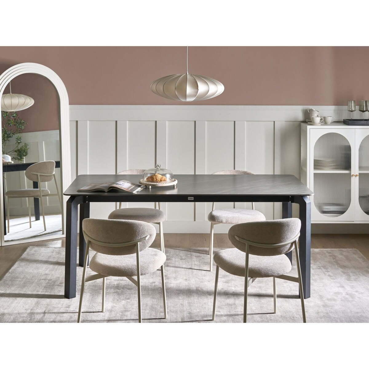 Stół ogrodowy FELETTO 180 cm 90 cm Kamień Czarny marmur