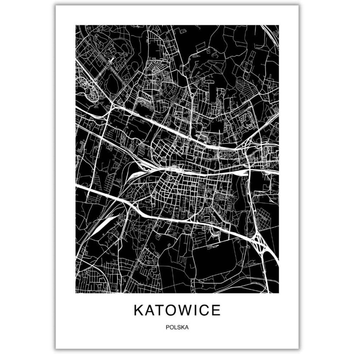 plakat katowice mapa 50x70