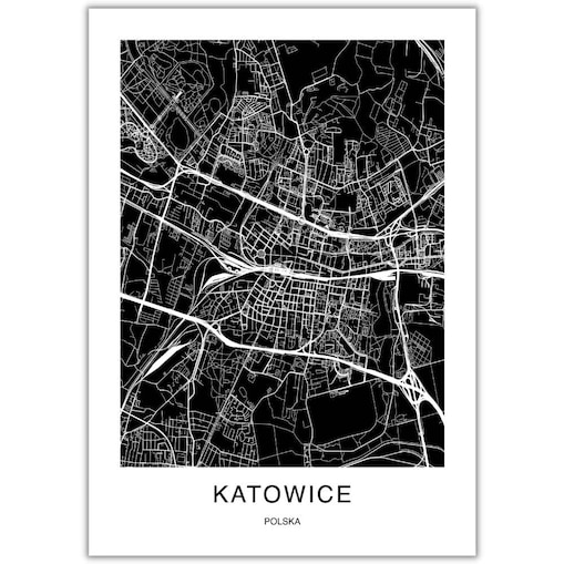 plakat katowice mapa 50x70