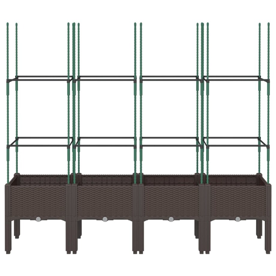 vidaXL Donica ogrodowa z kratką, brązowa, 160x40x142,5 cm, PP