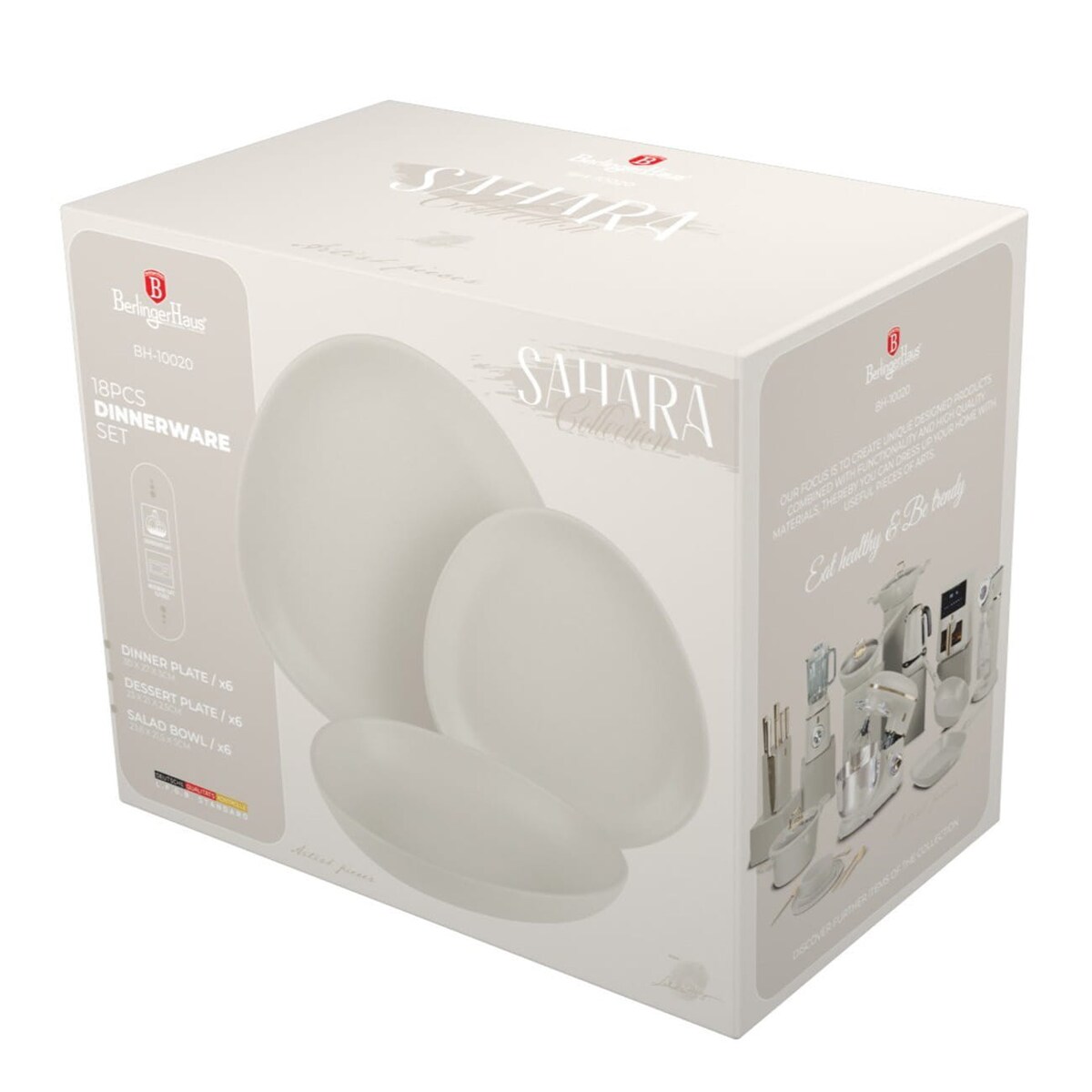 Zastawa stołowa Serwis Komplet talerzy naczyń 18 ele dla 6 osób BERLINGER HAUS Sahara
