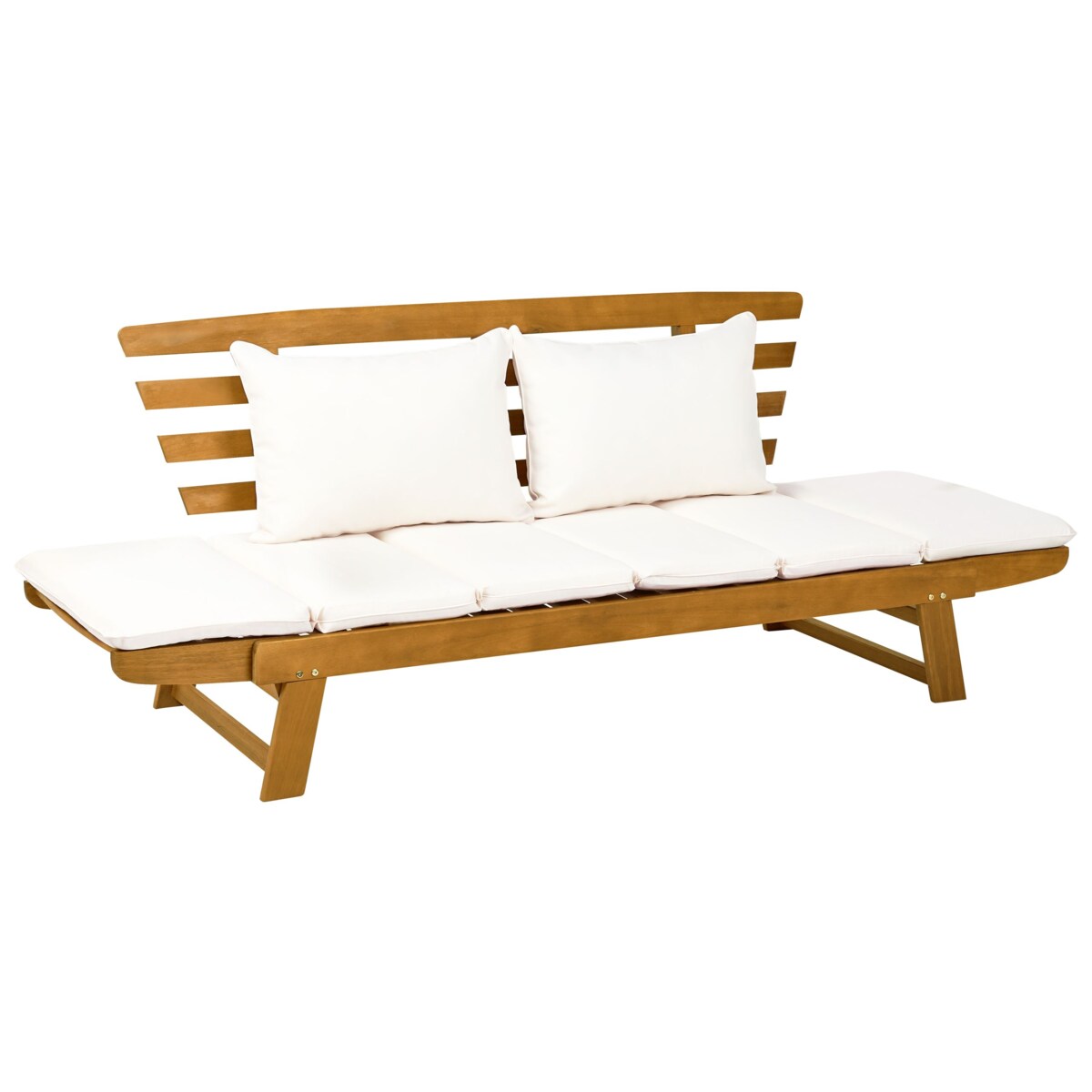 Ławka ogrodowa z poduchą PORTICI 210 cm Drewno Jasne drewno