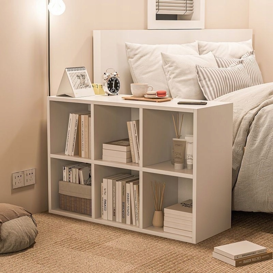 Regał biały na książki z 6 półkami loft