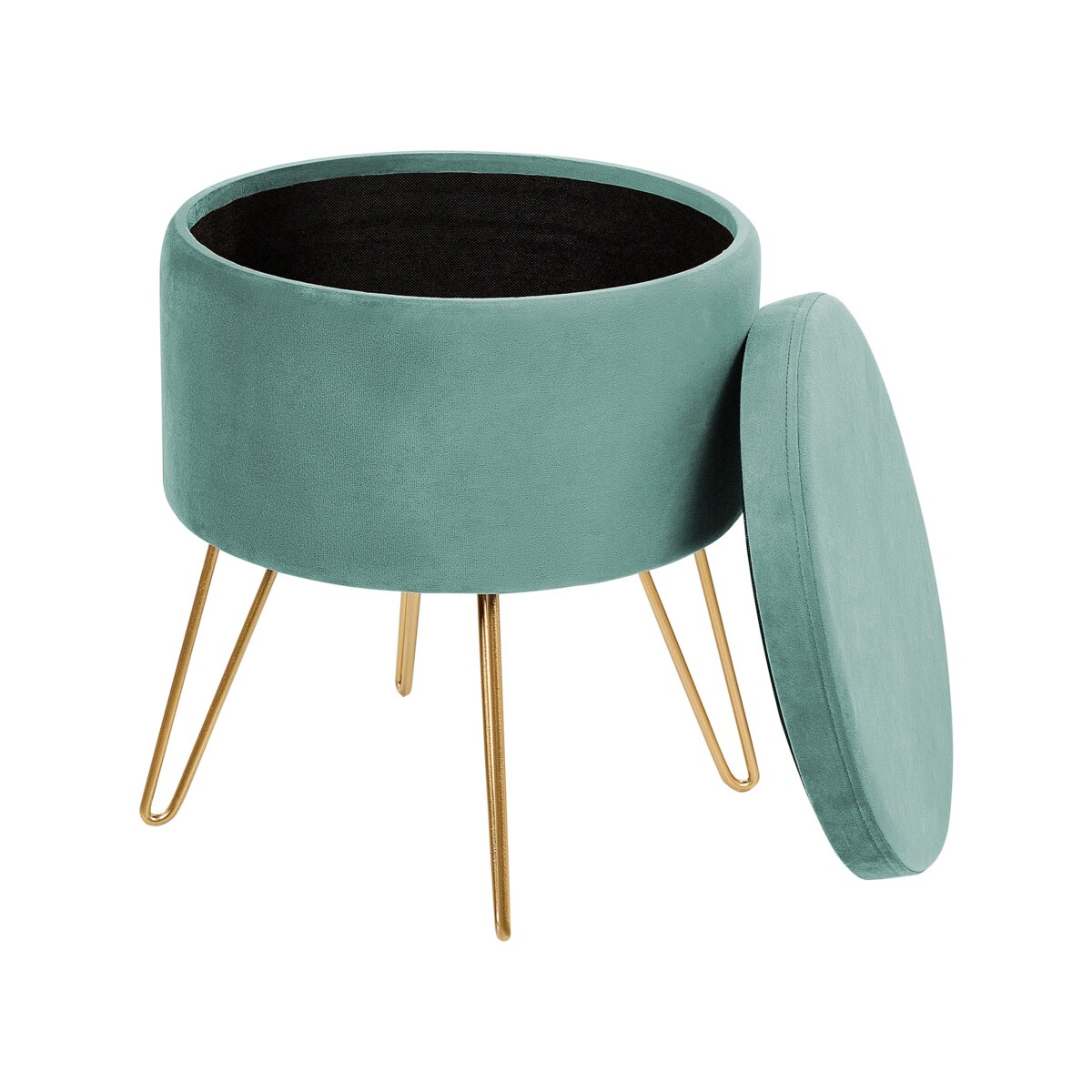 Puf ze schowkiem welurowy 42 cm zielony SILAS