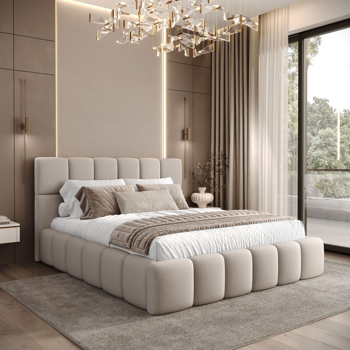 Łóżko tapicerowane VENEZIA, pojemnik na pościel, stelaż 34, 160x200, Castel 04