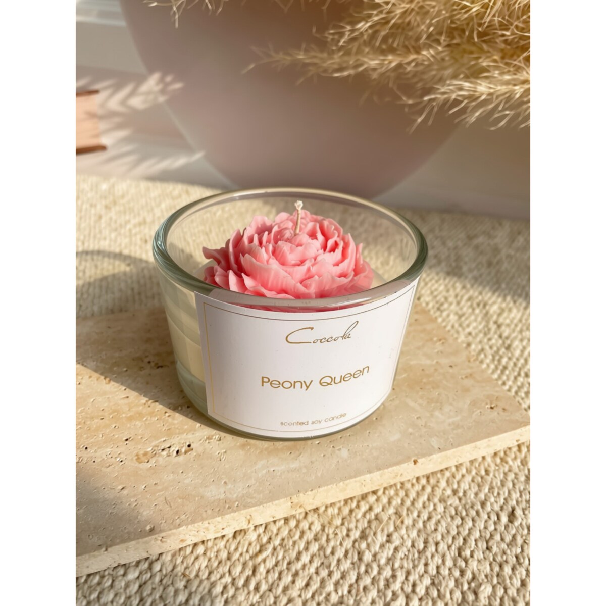 Peony Queen- 80 gram ekologiczna naturalna świeca sojowa ozdobna piwonia peonia (dostępne inne zapachy)