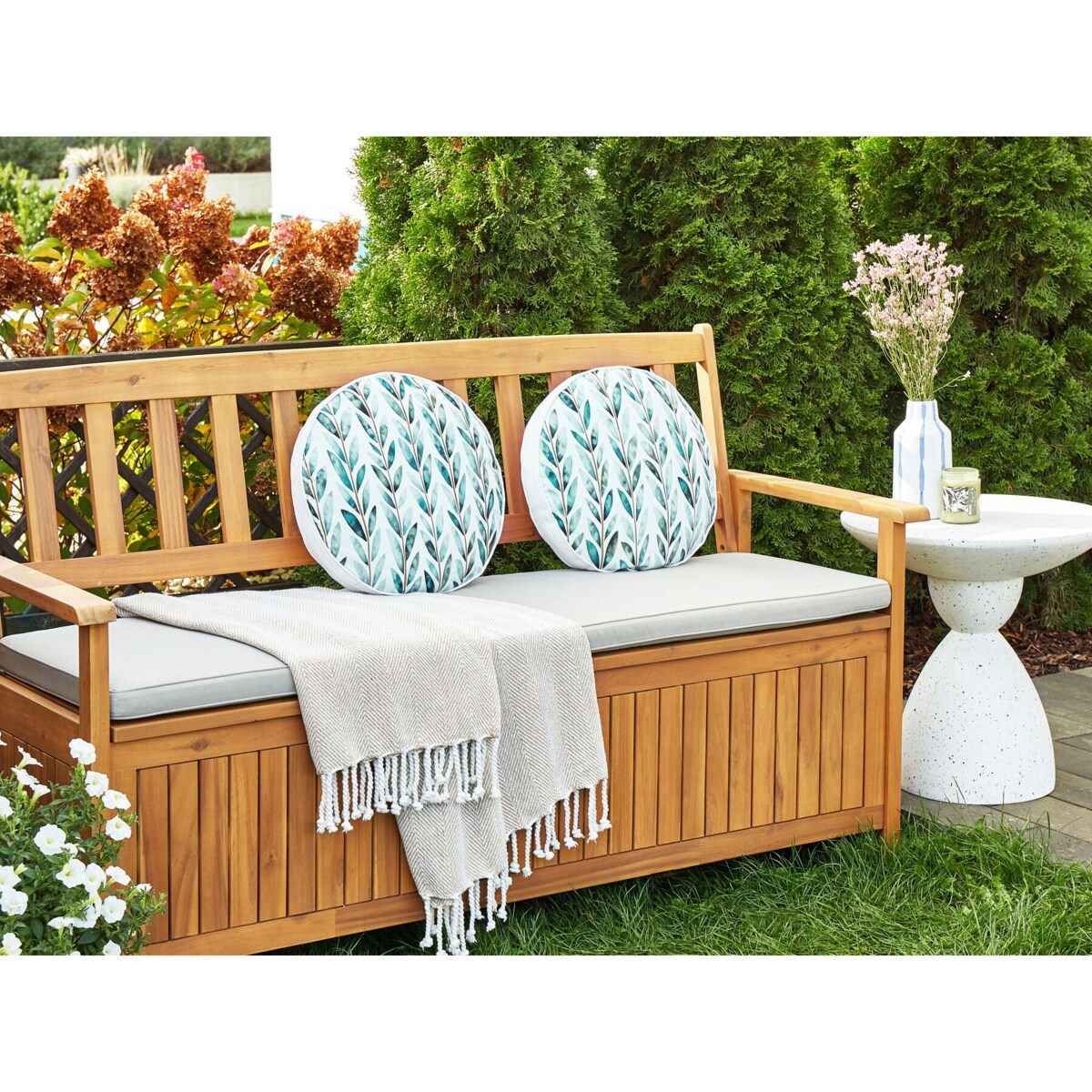 2 poduszki ogrodowe w liście 40 cm biało-zielone LOANO