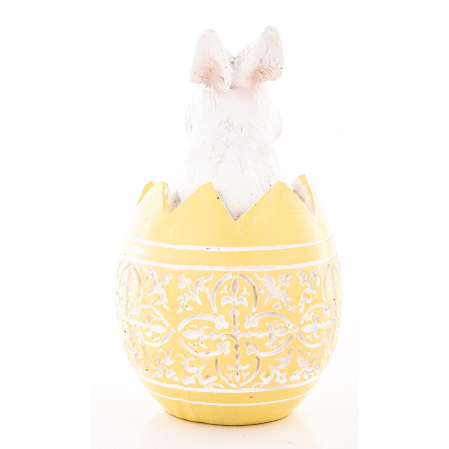 Dekoracja - króliczek w skorupce PISANKI 13x7,5x7,5 cm pomarańczowa