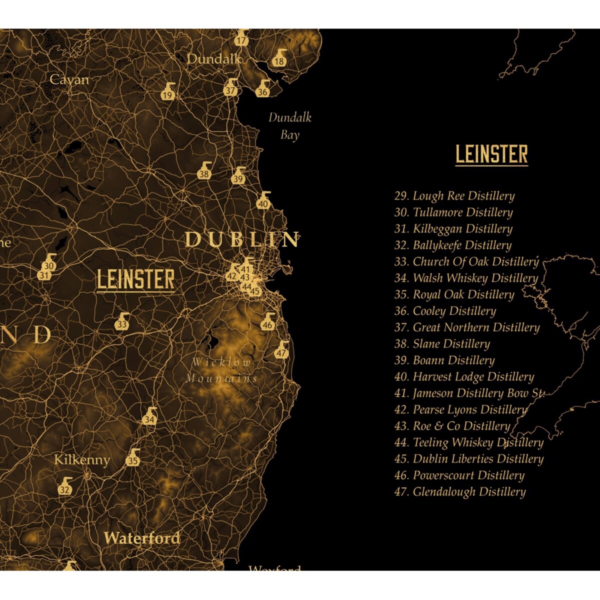 plakat IRLANDZKA WHISKEY regiony destylarnie 40x50cm