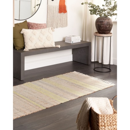 Dywan z juty 80 x 300 cm beżowo-zielony TALPUR