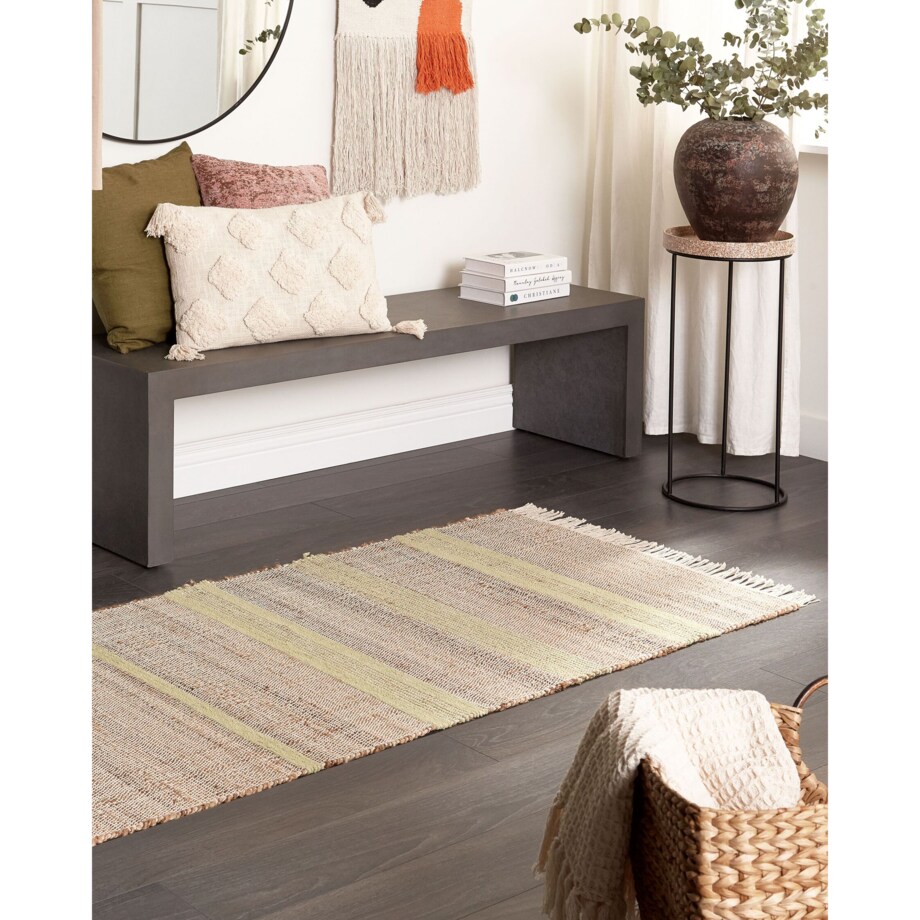 Dywan z juty 80 x 300 cm beżowo-zielony TALPUR