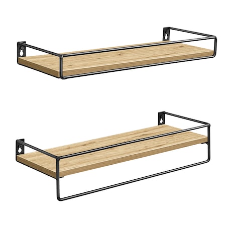 Półki 2 Sztuki, w stylu nowoczesnym dąb Artisan, czarny