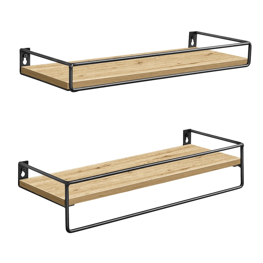 Półki 2 Sztuki, w stylu nowoczesnym dąb Artisan, czarny