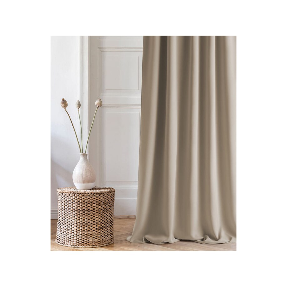 Gotwa Zasłona do Salonu Beżowa 140 x 280 Taśma Żabki Tunel Aura Boho Gładka