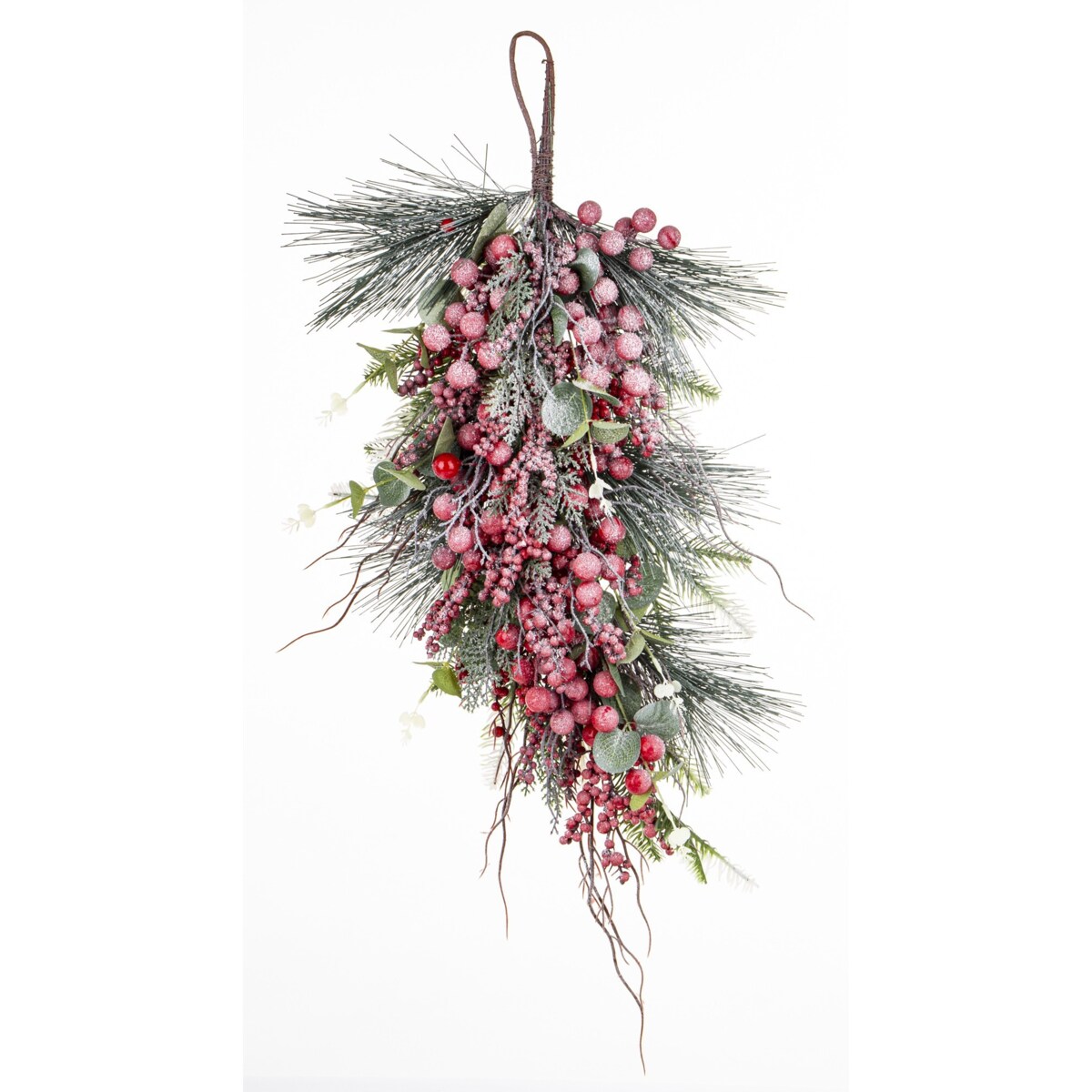 Dekoracja - gałązka 70x35x12 cm RAMITA-3 różowa, oszroniona