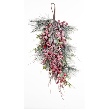 Dekoracja - gałązka 70x35x12 cm RAMITA-3 różowa, oszroniona