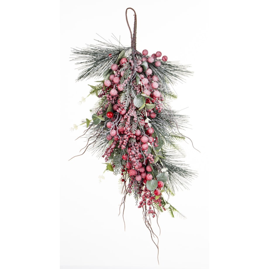 Dekoracja - gałązka 70x35x12 cm RAMITA-3 różowa, oszroniona
