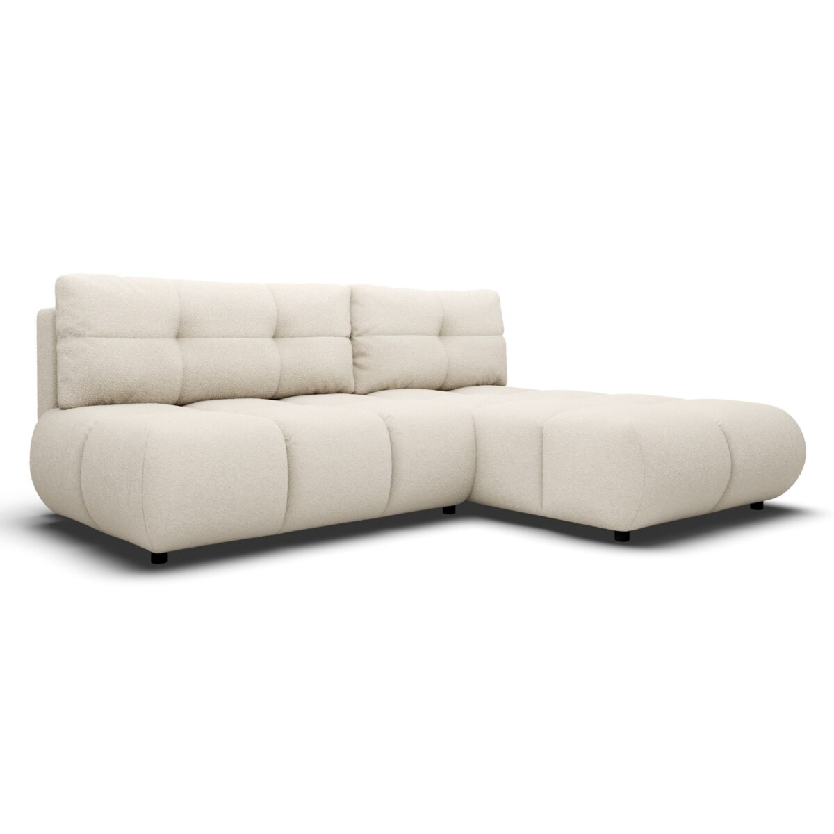 Pikowany Narożnik MILA rozkładany bez boczków prawy śmietankowy