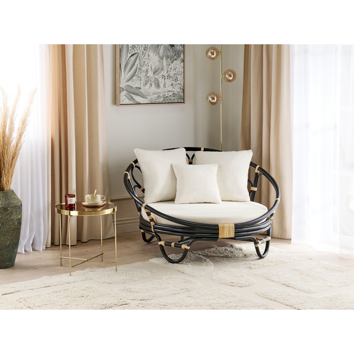 Kosz ogrodowy rattanowy czarny ROSSANO