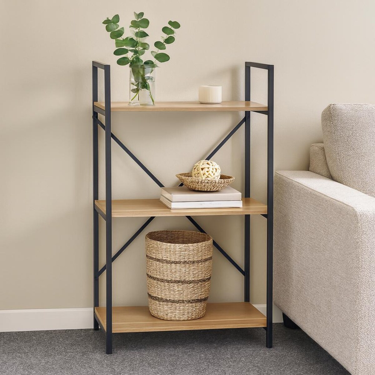 Metalowy regał CORN, 3-poziomowy, 60 x 28 x 84 cm