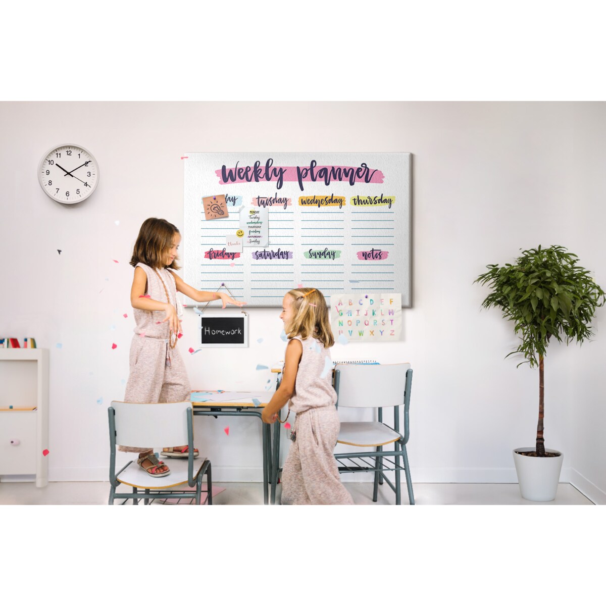 Tablica korkowa Planer tygodniowy 120x80cm - kolorowe pinezki