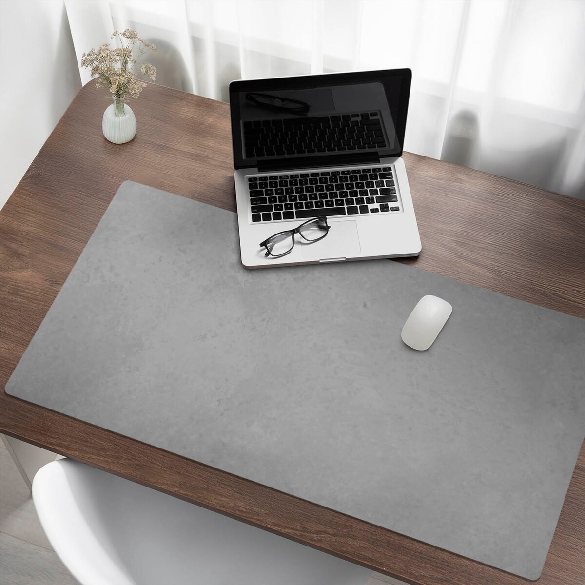 Szara mata na biurko Betonowa tekstura, 120x60 cm