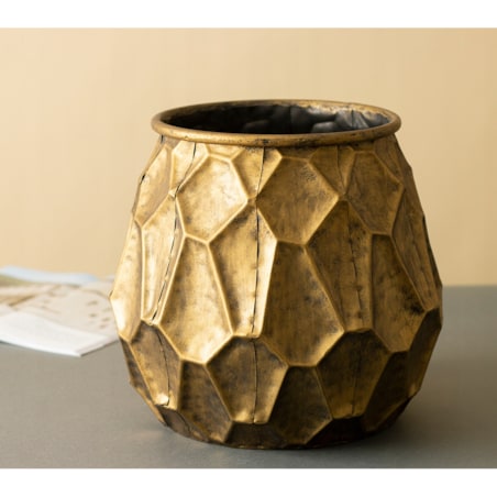 OSŁONKA NA DONICZKĘ INCA metalowa złota śr. 20cm