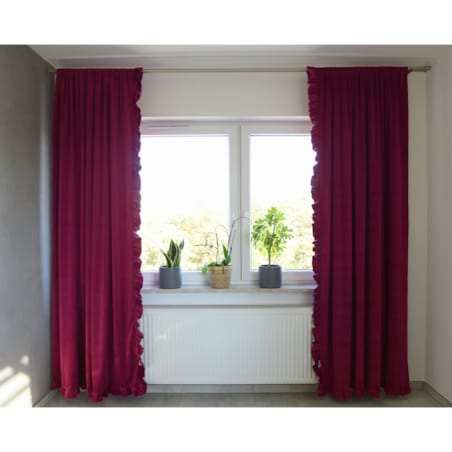 Zasłona Na Okno Okna Z Falbanką Do Salonu Sypialni 150X250 Cm Burgund