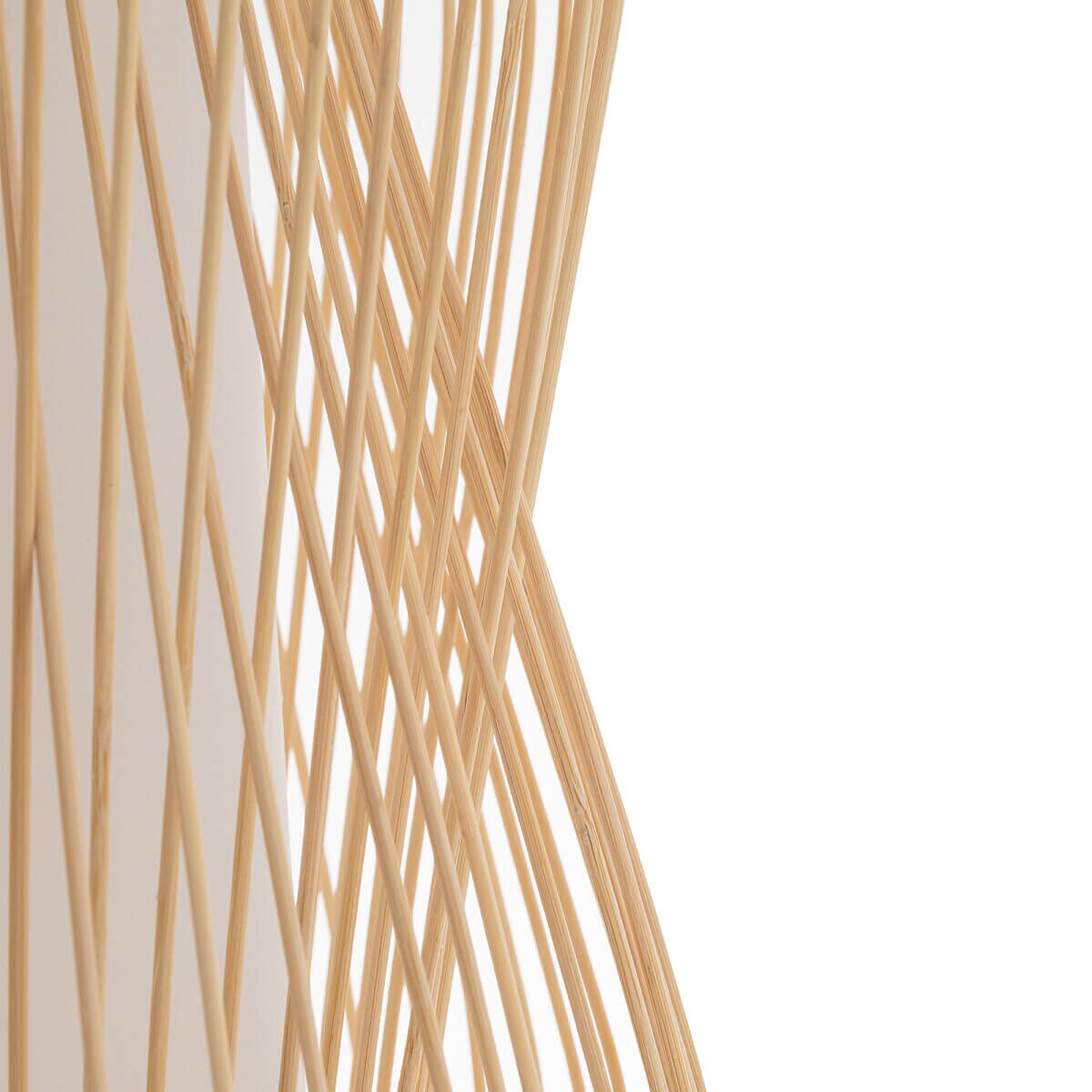 Drewniana wisząca lampa Puket 11161 Nowodvorski japandi kratka pleciona bambusowa metalowa biała