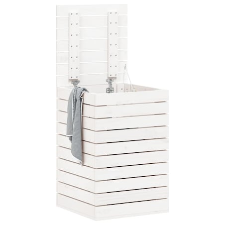 vidaXL Kosz na pranie, biały, 44x44x66 cm, lite drewno sosnowe