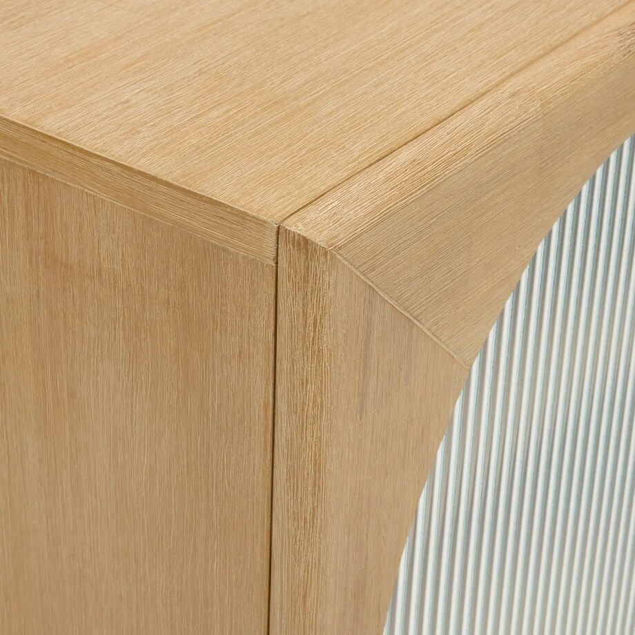 Komoda RTV z drewna akacjowego z przeszkleniem Verra