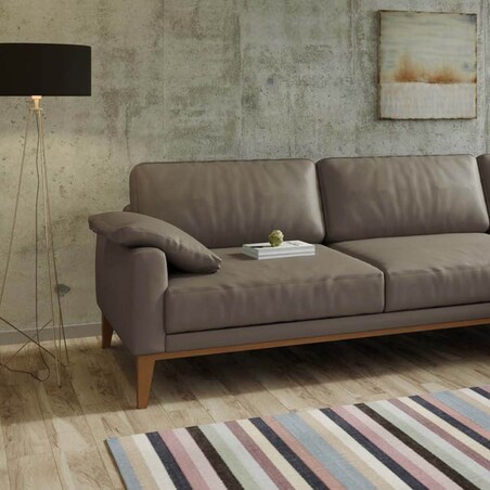 Sofa narożna Musso brązowa z pikowanym siedziskiem