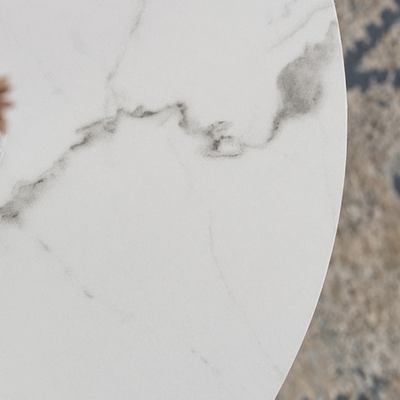 Zestaw Stolik Kawowy Okrągły Glamour Ława Biały Marmur Złoty CLIFF MAX