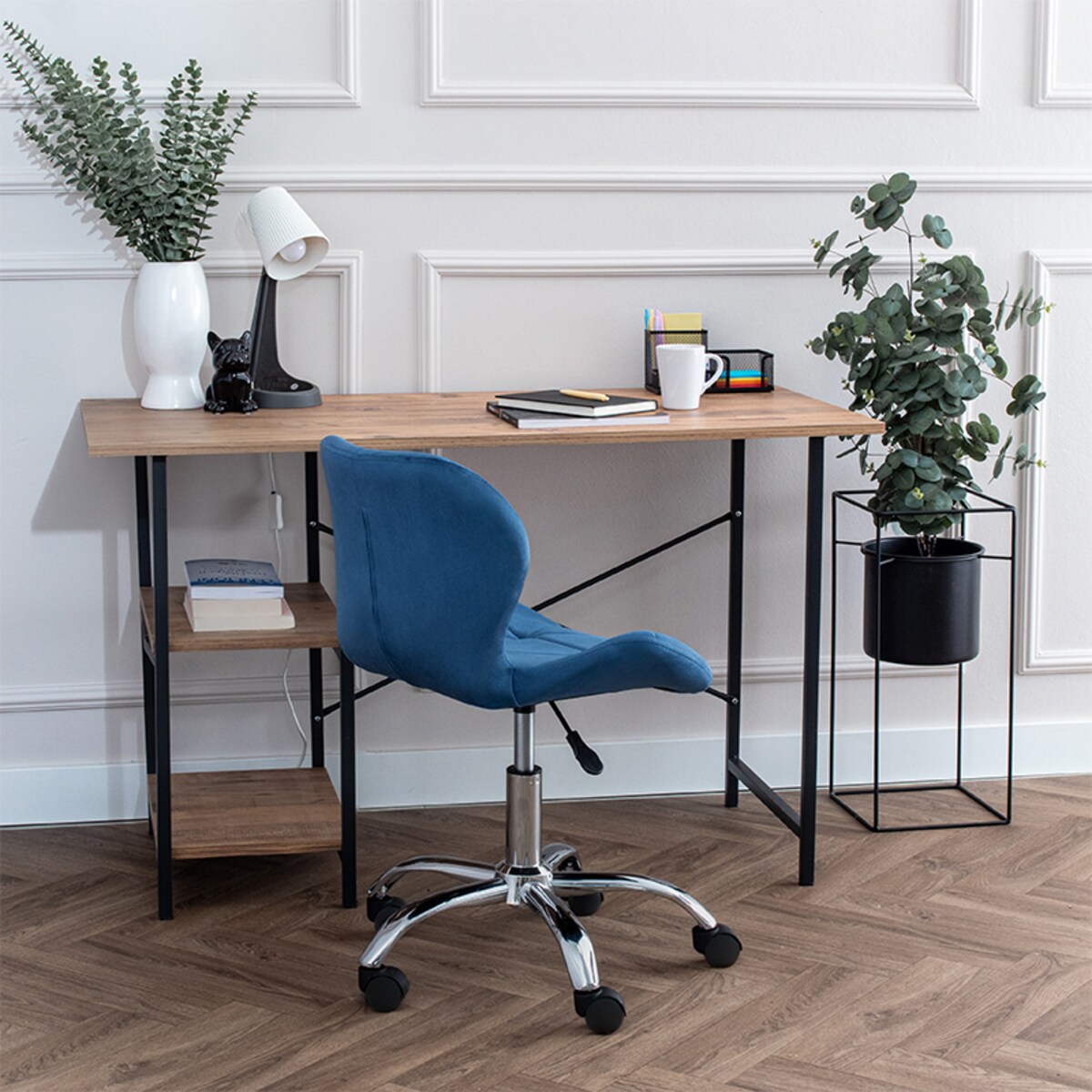 Krzesło biurowe obrotowe regulowane welurowe pikowane