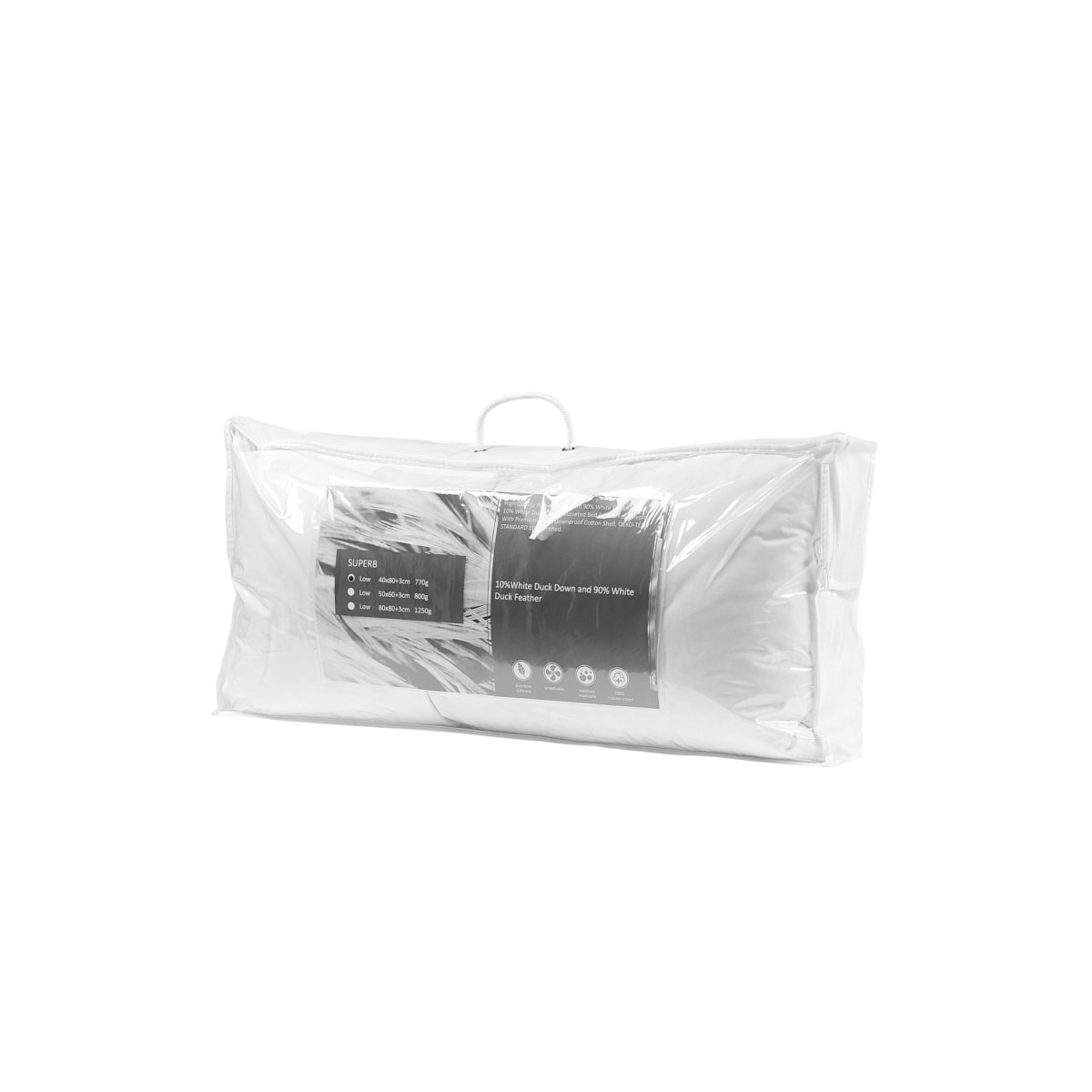 Poduszka VIHREN Niska Kacze pióra i puch 40 x 80 cm Biały