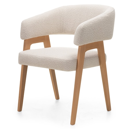 Krzesło tapicerowane, bouclé, jasnobeżowe/buk Coba