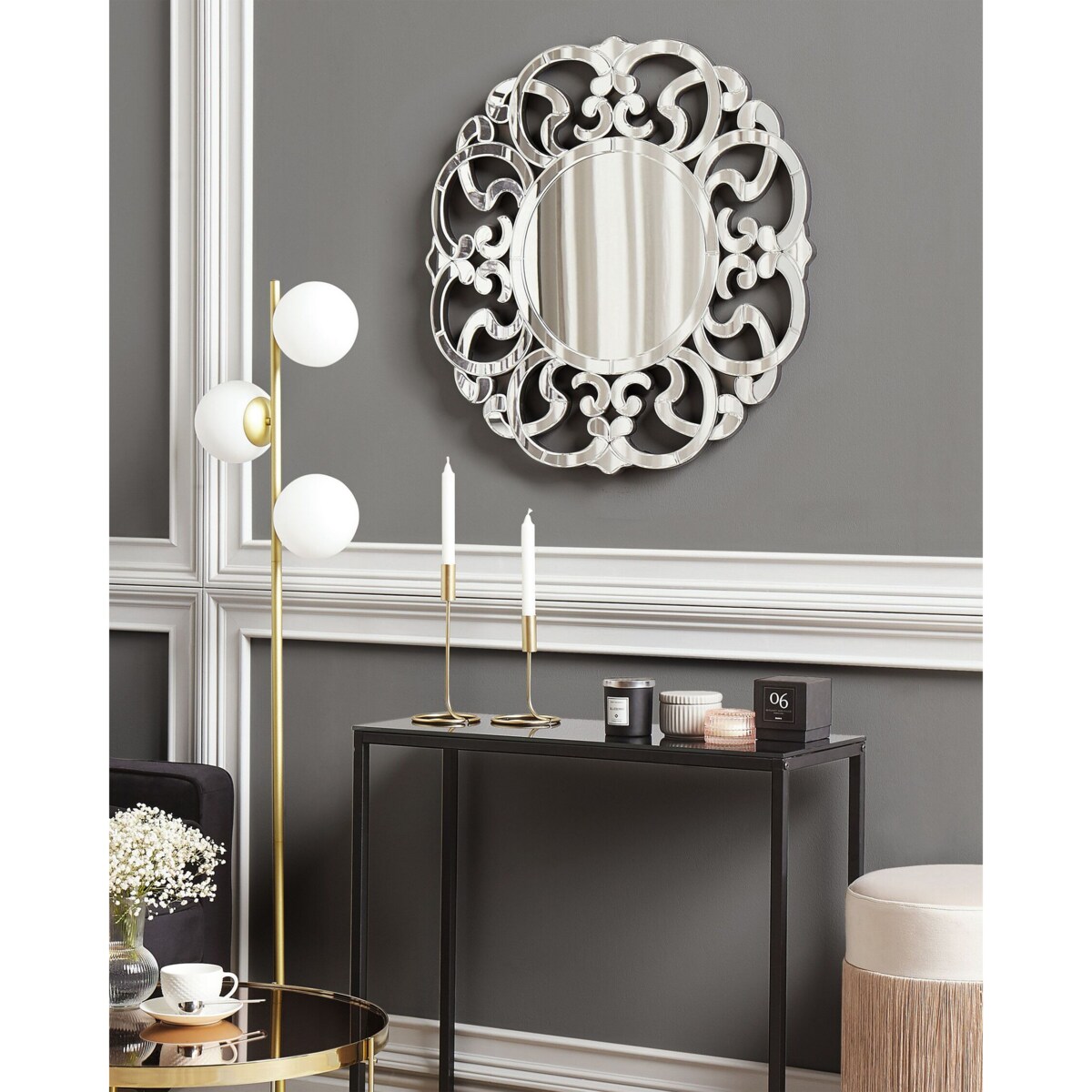 Lustro ścienne ⌀ 70 cm srebrne MORNAIX