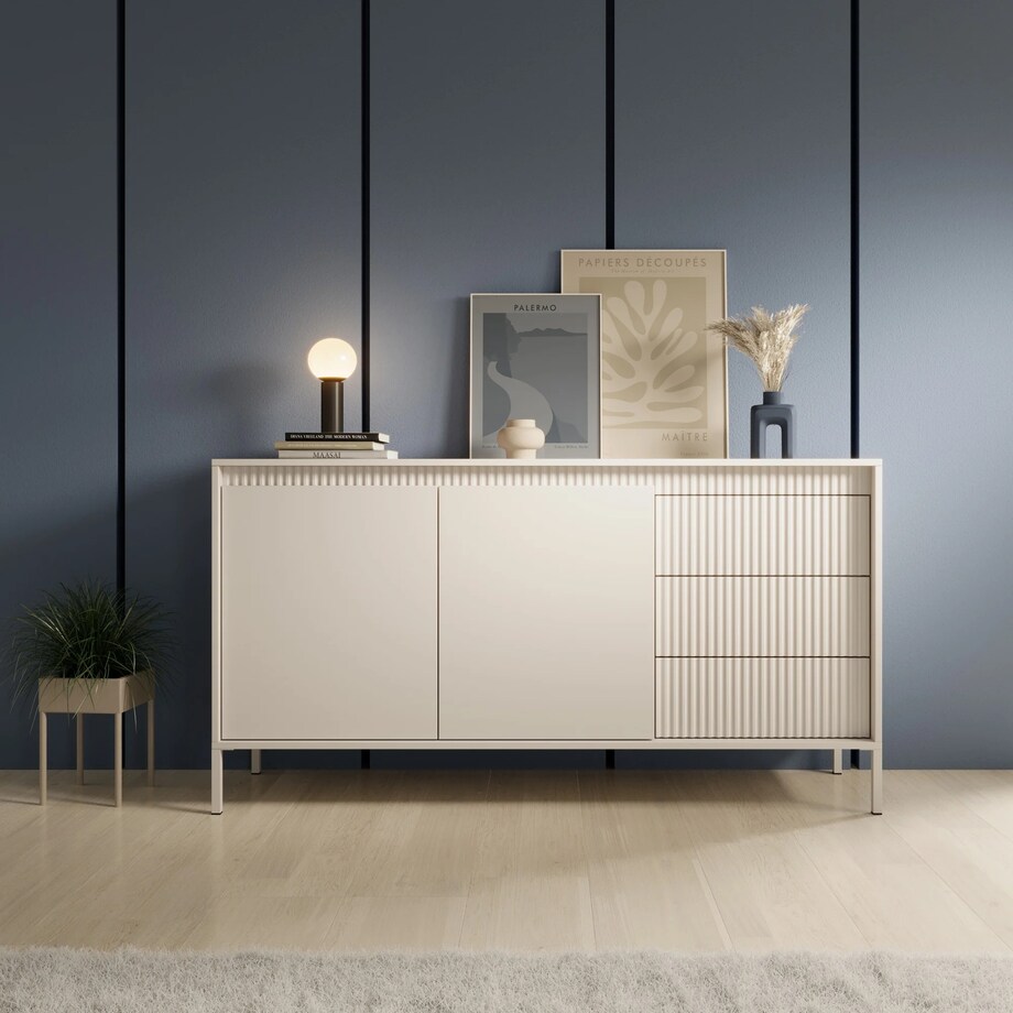 Komoda dwudrzwiowa z szufladami, LEMAL 81,4x153,6 cm,