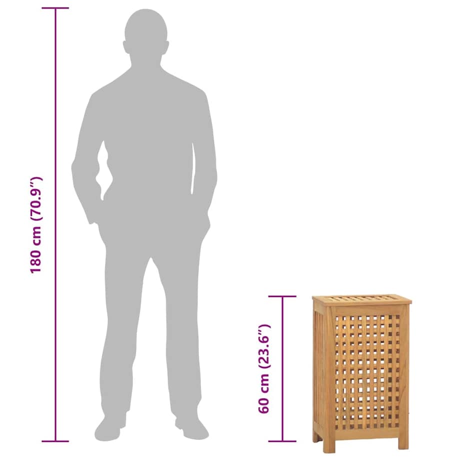 vidaXL Kosz na pranie, 35x25x60 cm, lite drewno tekowe