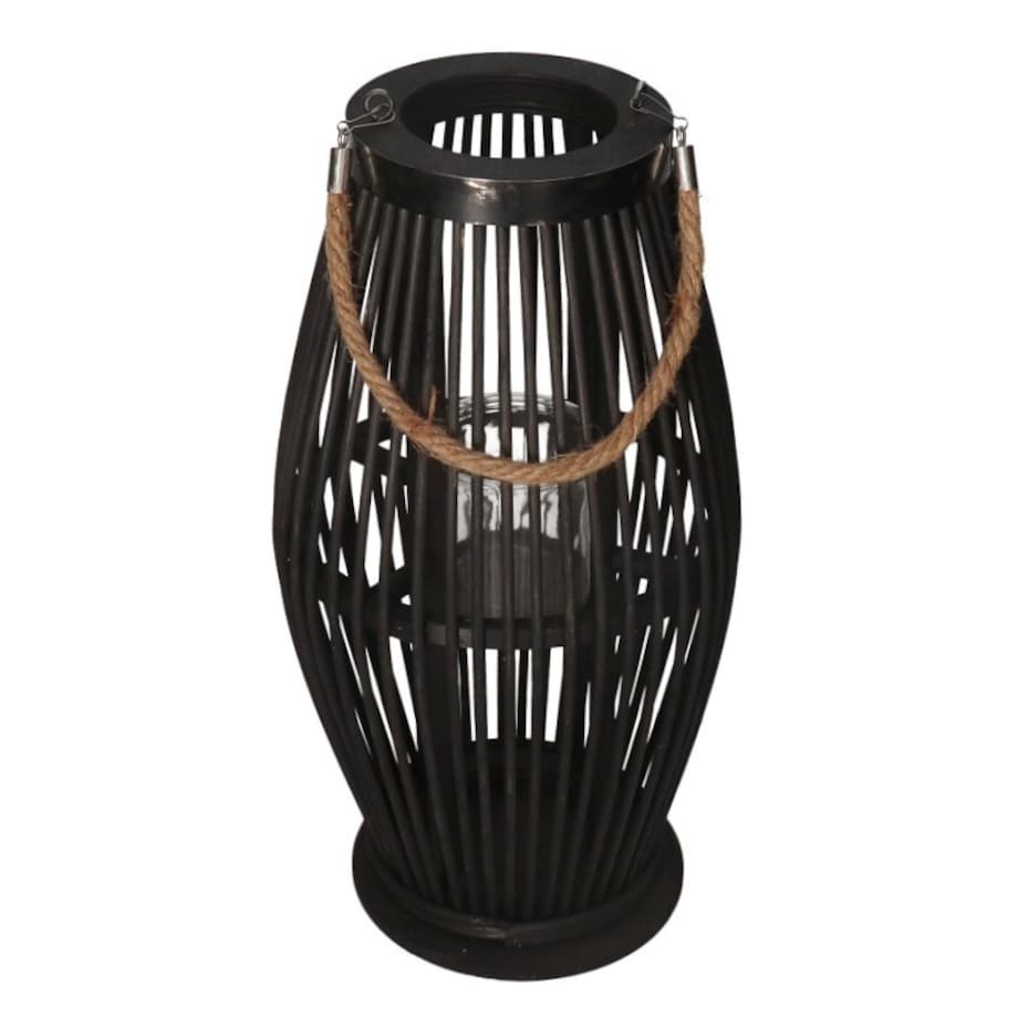 Lampion Bambusowy Rattanowy Latarnia 70 Cm Czarny