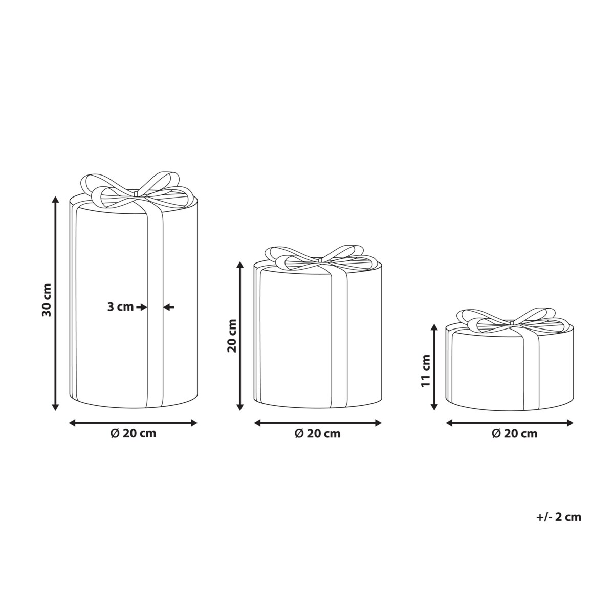 Zestaw 3 dekoracji ogrodowych LED prezenty świąteczne 30 cm wielokolorowy GRIMSEY