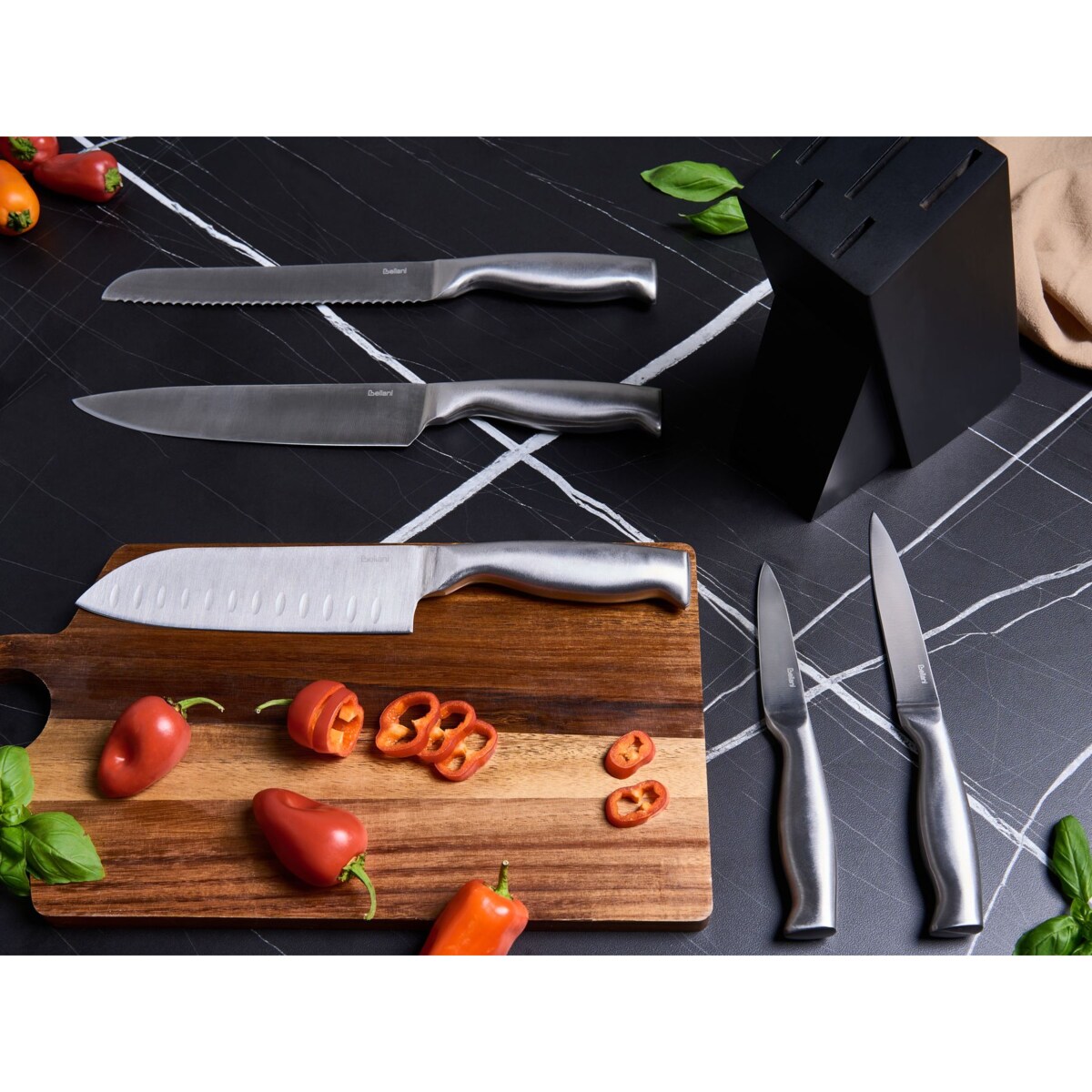 Zestaw 5 noży w bloku MASHIKO Srebrny