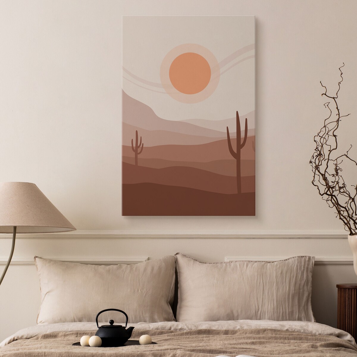 Obraz Zachód Słońca Kaktusy Boho 30x40cm